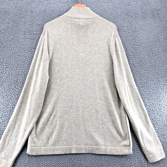 Calvin Klein Sweater Mens Large Gray Lambswool Blend 1/4 Zip Mock Neck Stretch - Picture 4 of 10